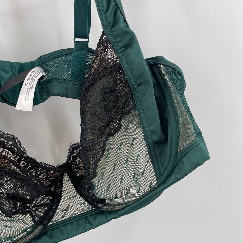 ADORE ME Bra Size 42C Teal Black Mesh Lace Curvy Adjustable Straps Intimates - Picture 10 of 15